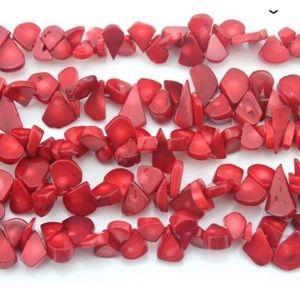 Red Sea Bamboo Coral Teardrop Beads - 15.5” Strand